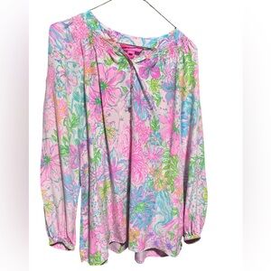 Lilly Pulitzer Elsa Silk Top. Size L. EUC